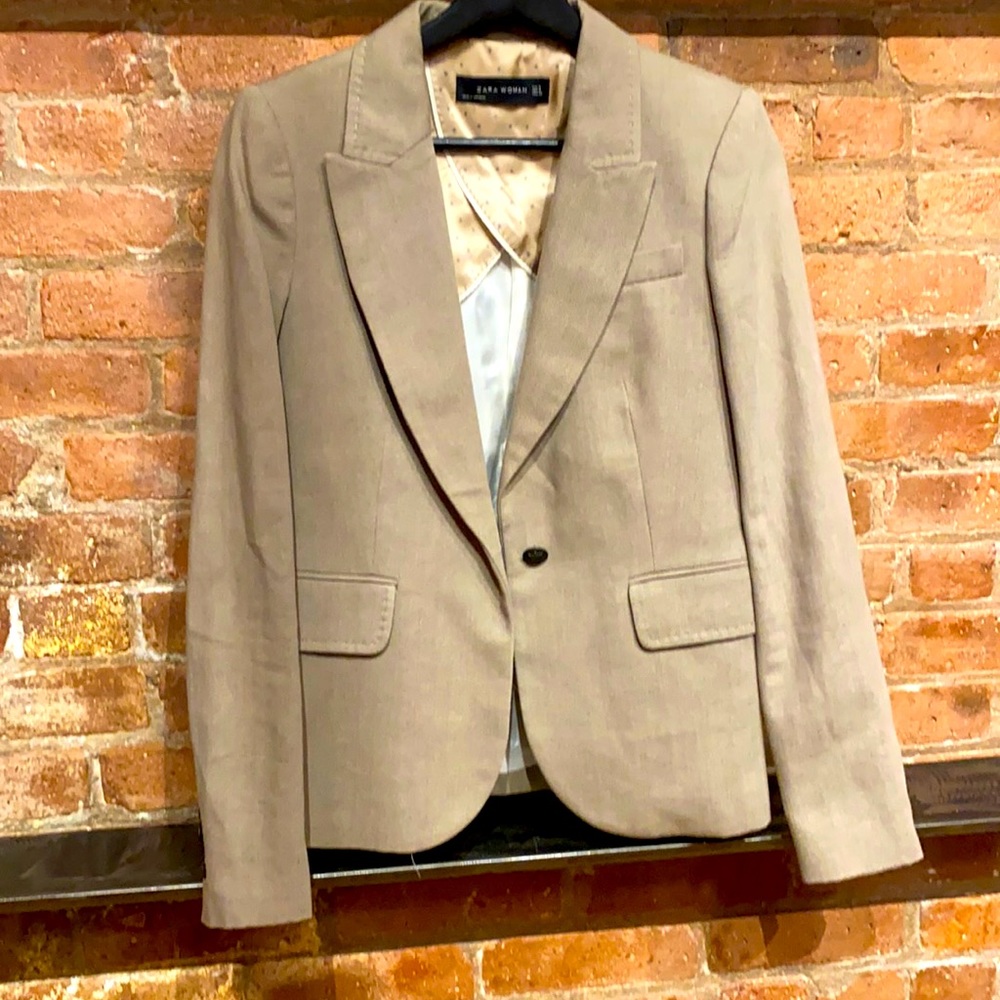 Zara beige blazer with elbow patches size small
